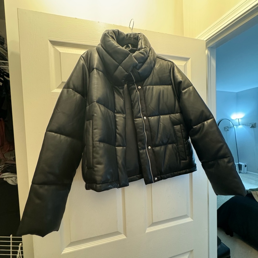 BNWT Faux Leather Puffer Jacket